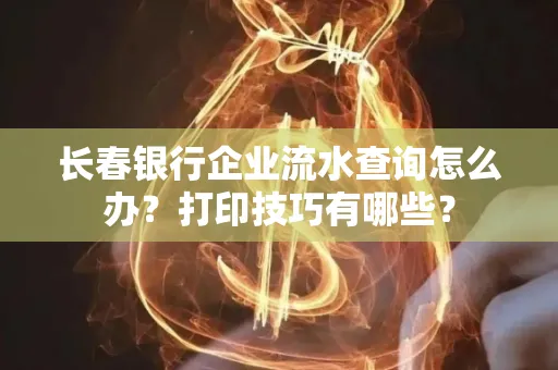 长春银行企业流水查询怎么办?打印技巧有哪些?